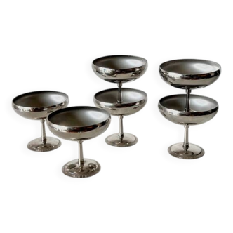 Lot de 6 coupelles à glace sur pied en inox - Remy Letang