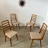 Set of 4 Scandinavian design beech chairs from the 70s vintage