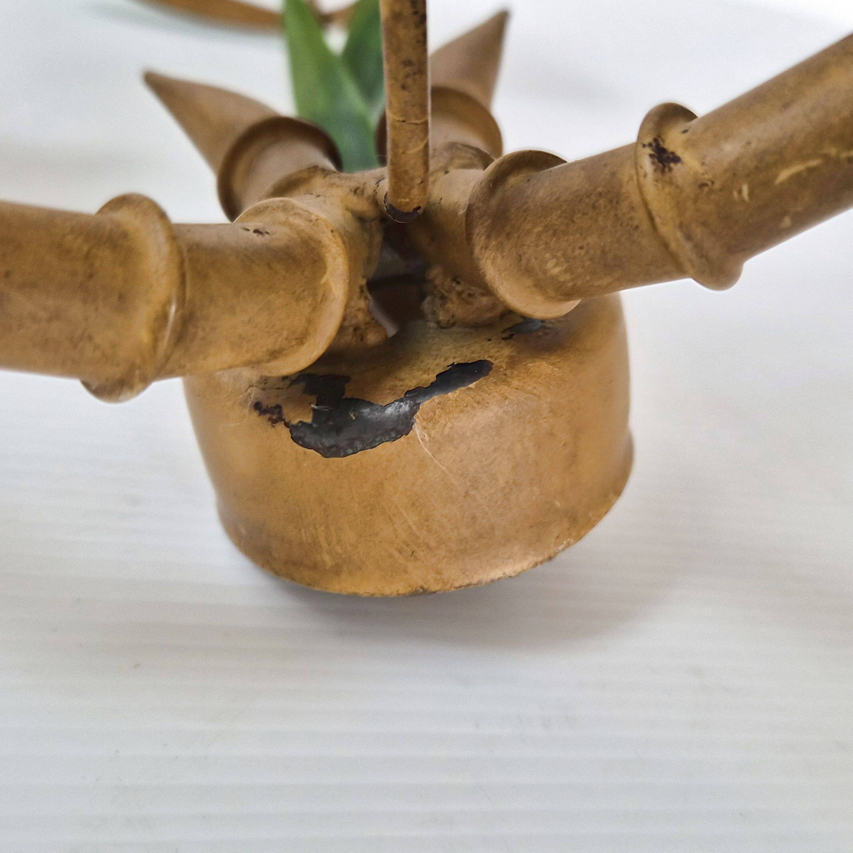 Pair of bamboo imitation wall lights, vintage 1970s.