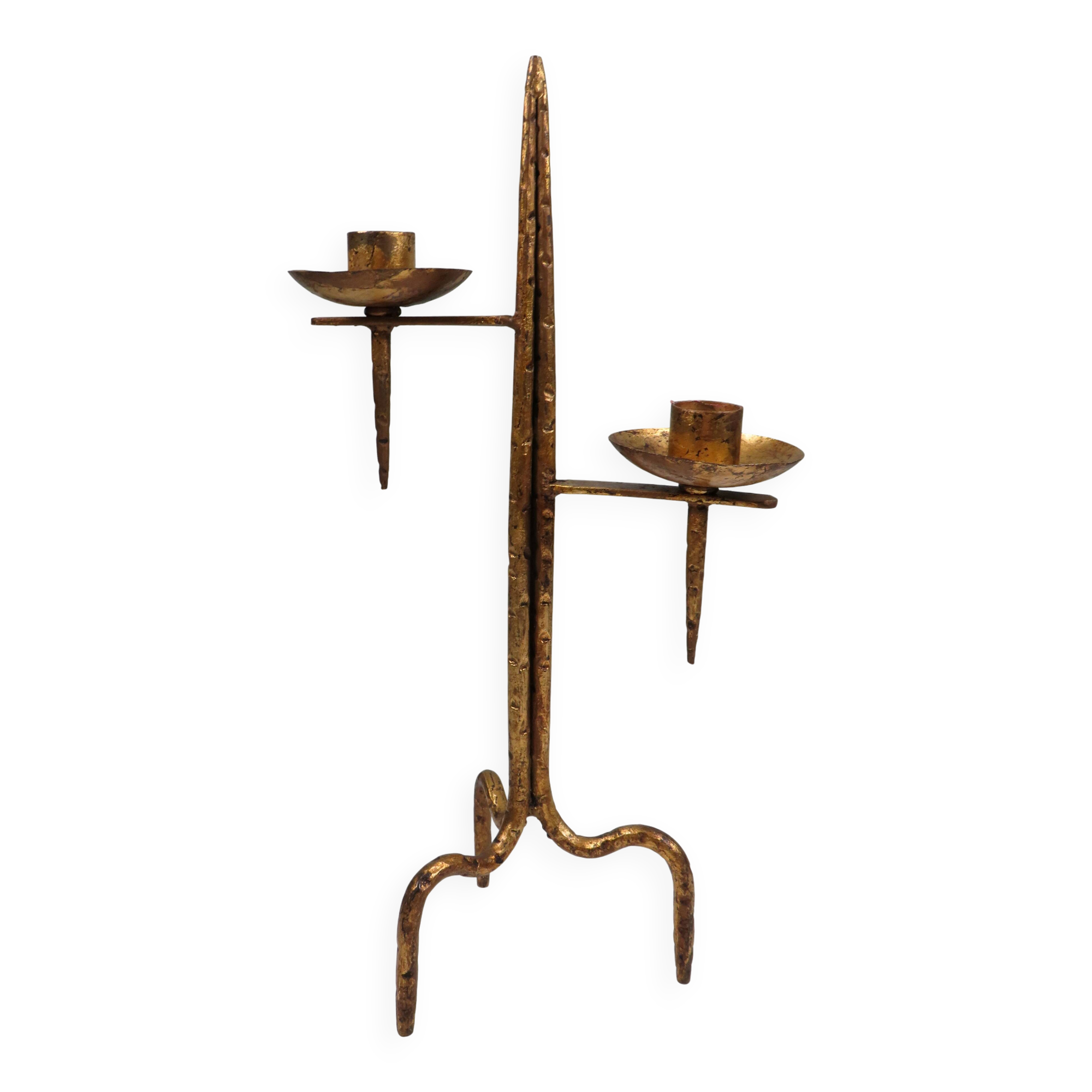 Grand vintage brutalist chandelier, Venetian style, sculptural metal.