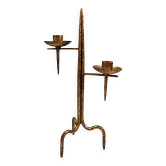 Grand vintage brutalist chandelier, Venetian style, sculptural metal.