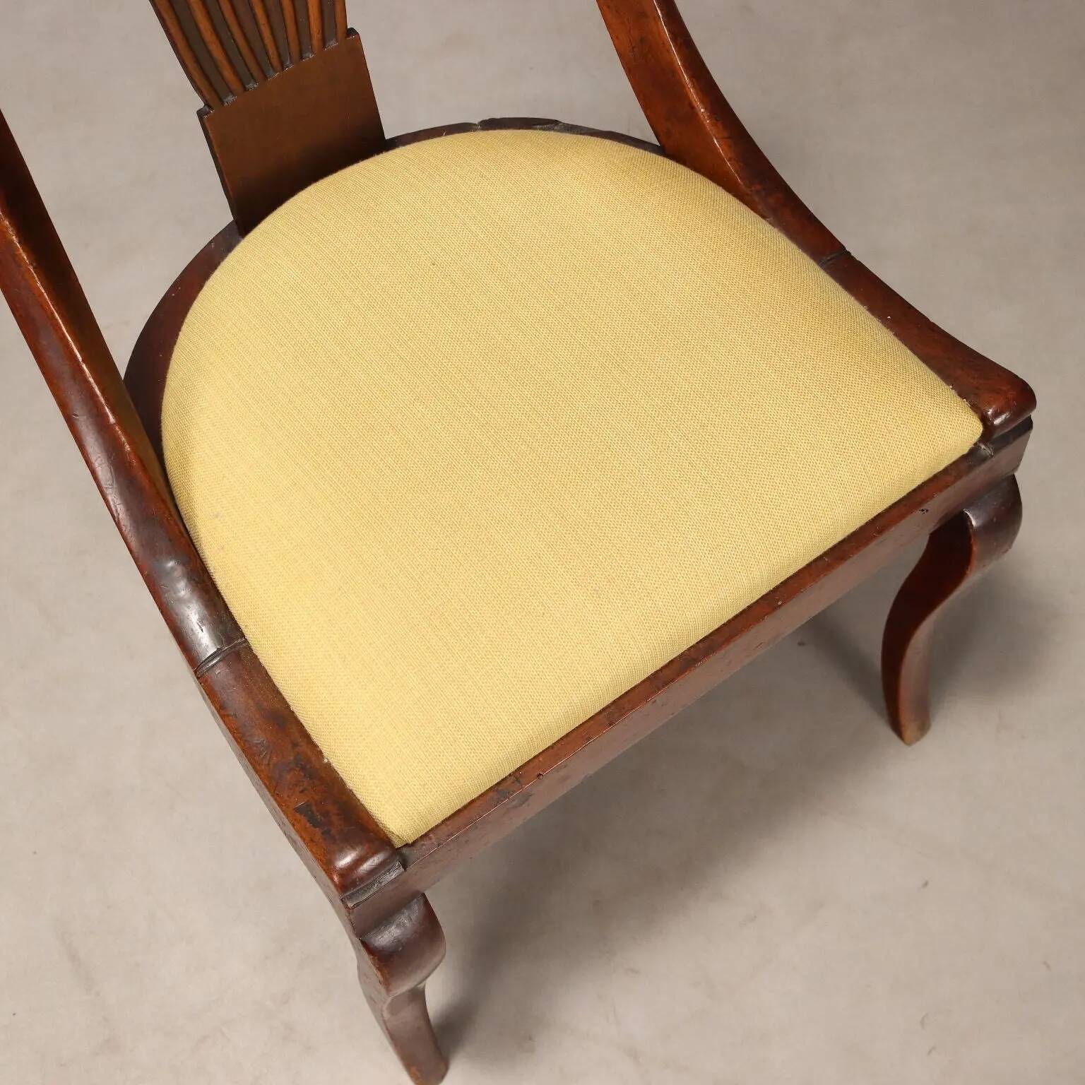 Antique Louis-Philippe walnut chairs, Italy, 19th century