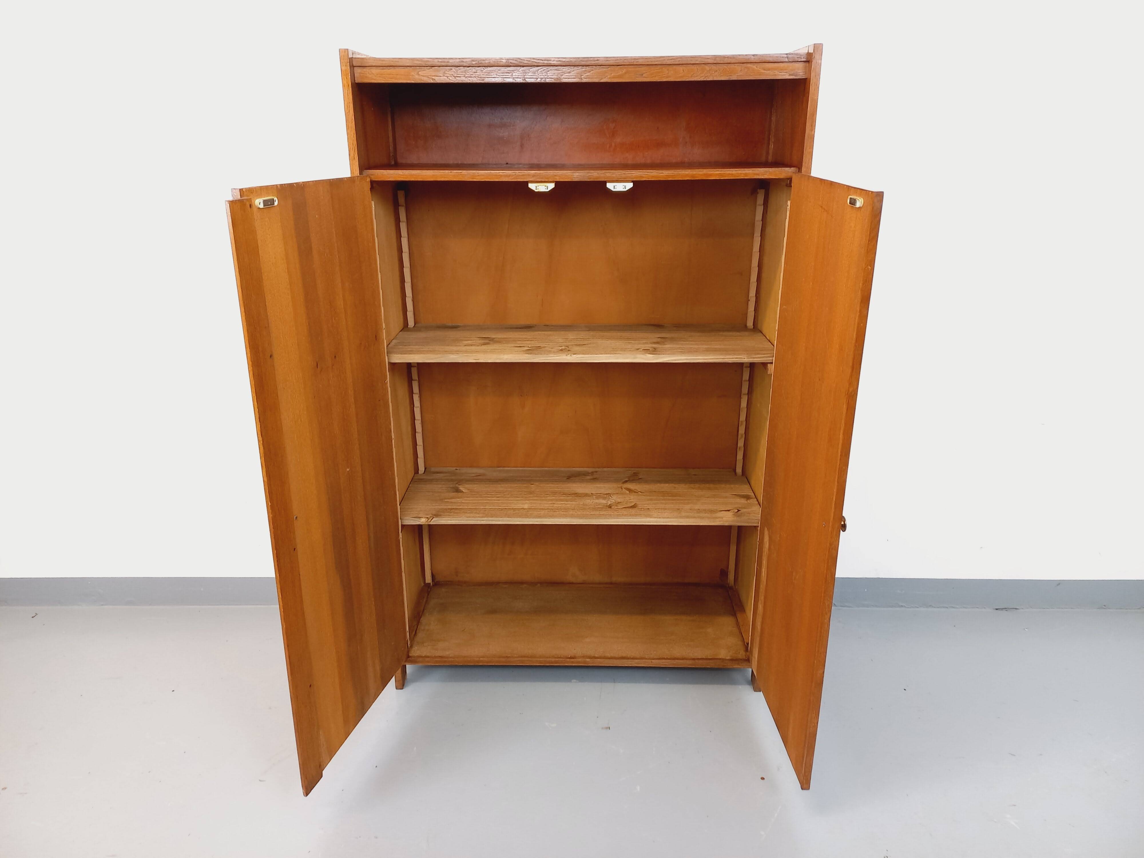 Small vintage oak wood cabinet from the 60s