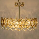 Brass and crystal chandelier designed by Sciolari for Palwa, Germany, 1970s.