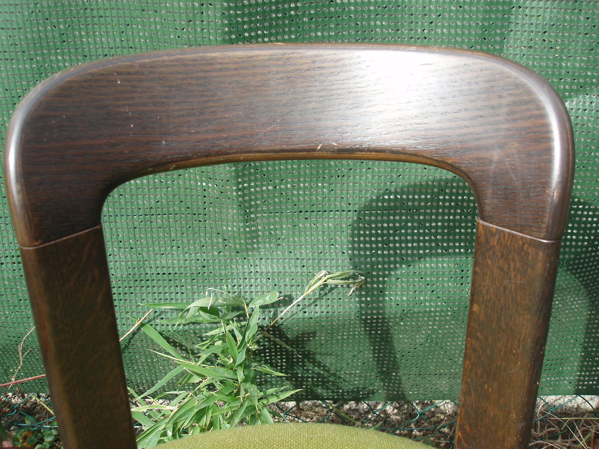 Pair of 70s chairs by designer Bruno Rey in wood and green fabric