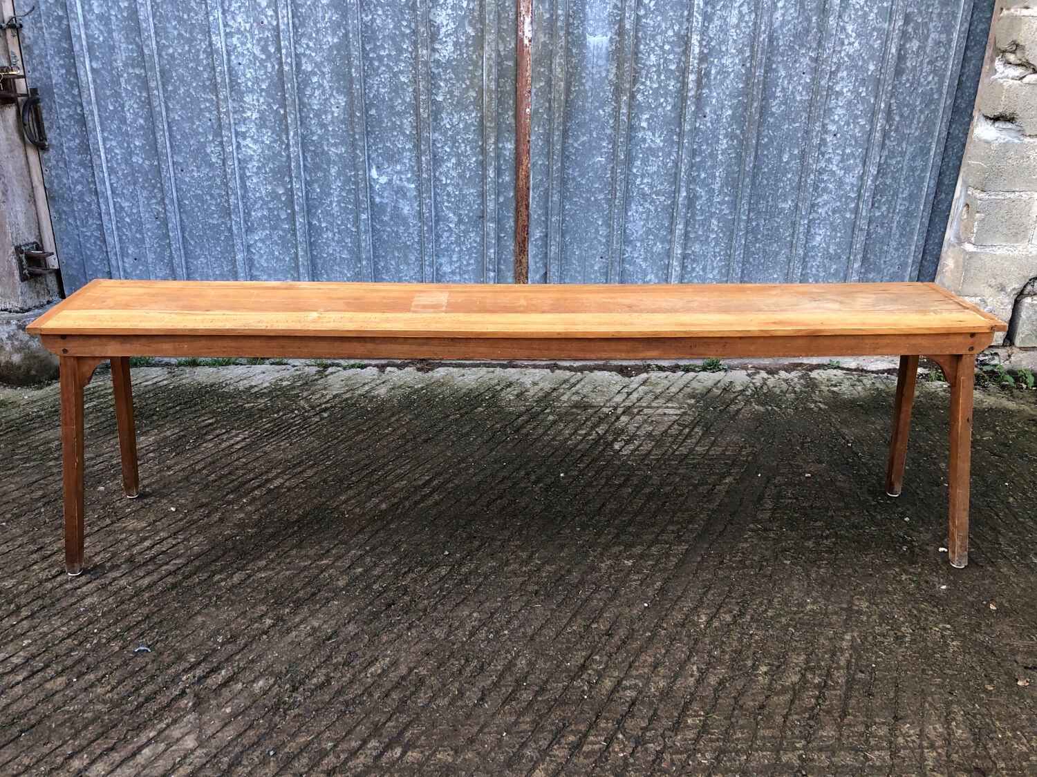 Table console vintage en hêtre massif