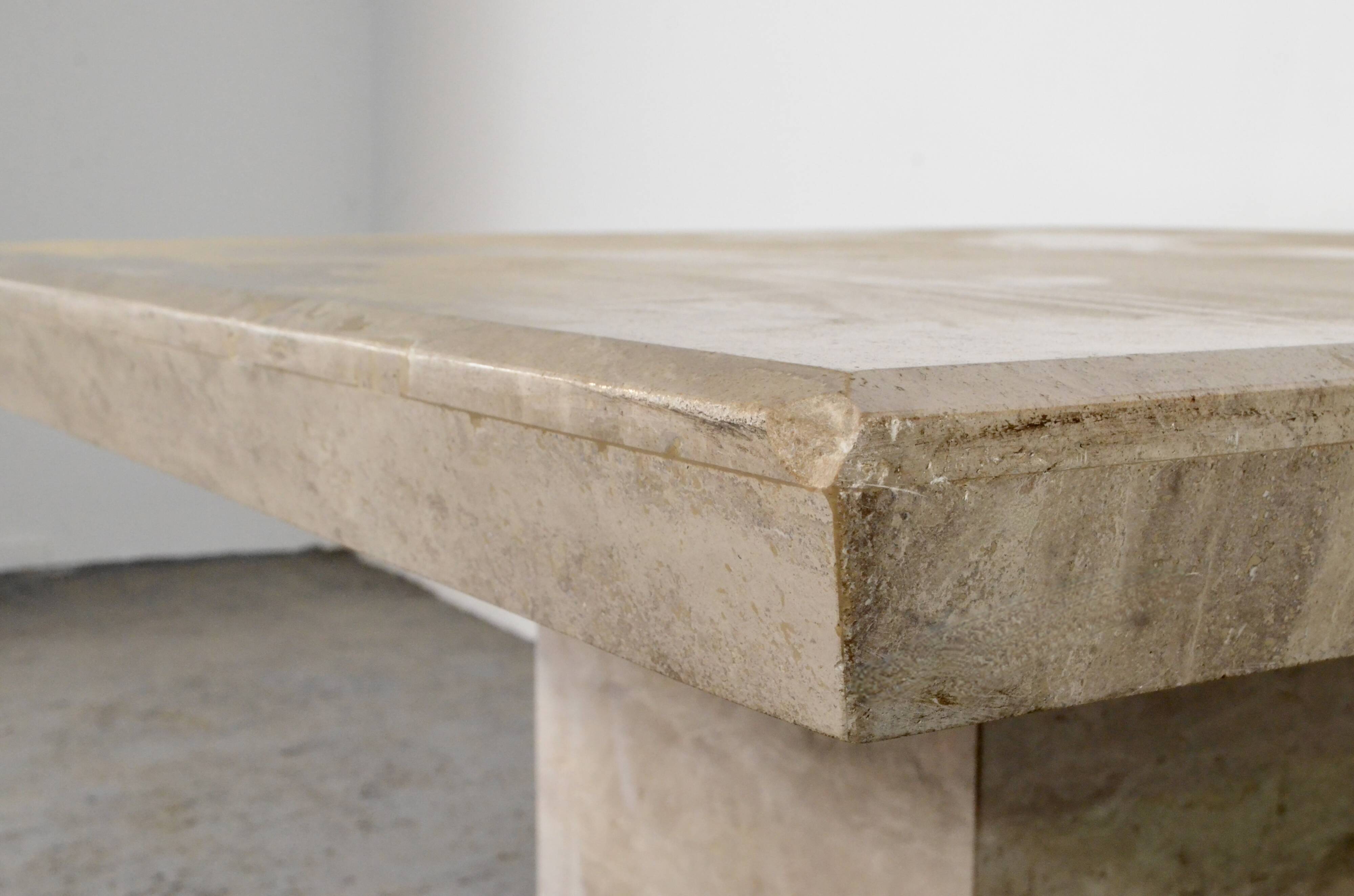 1970s Midcentury Italian Marble Minimalist Geometric Table