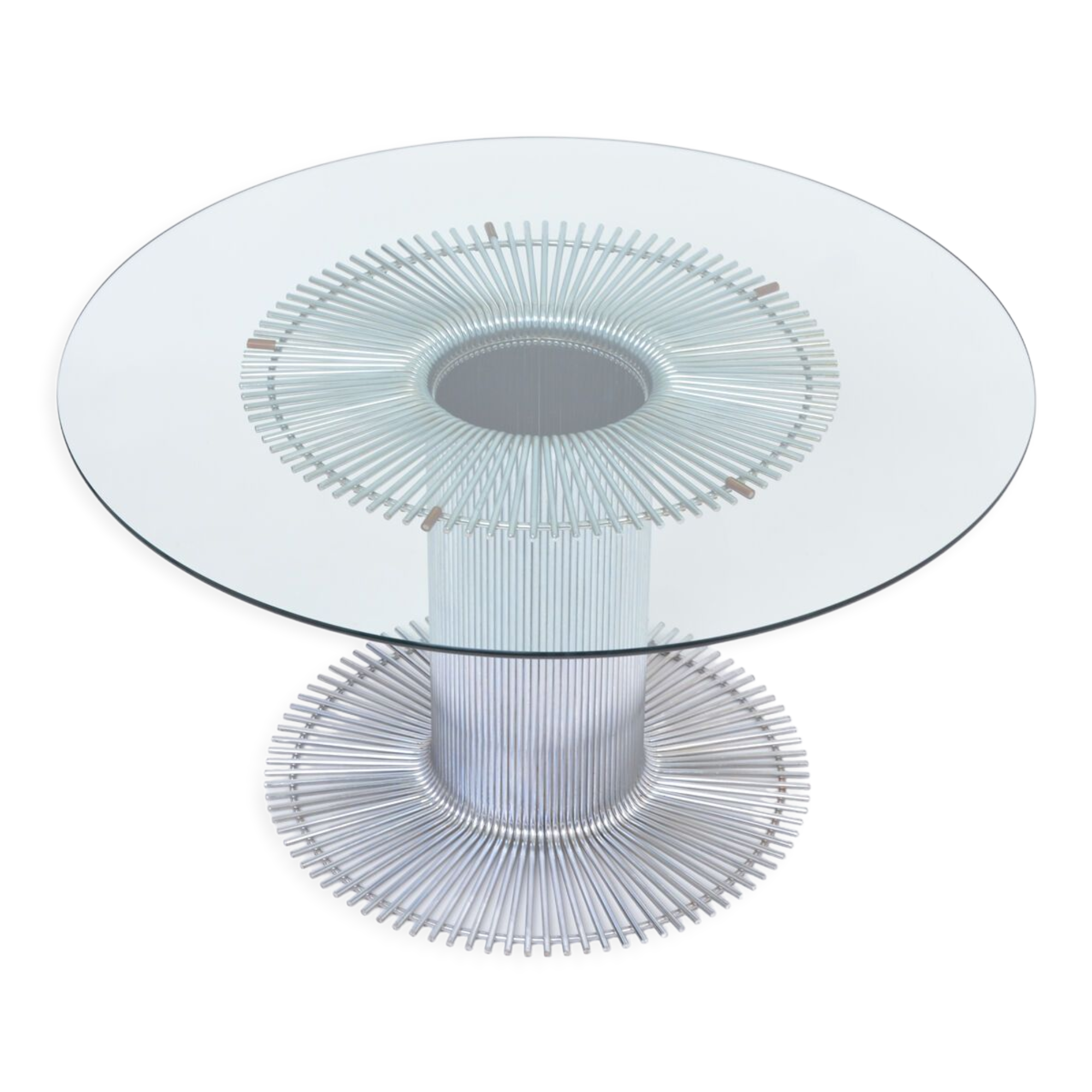 Table à manger italienne en métal chromé et verre