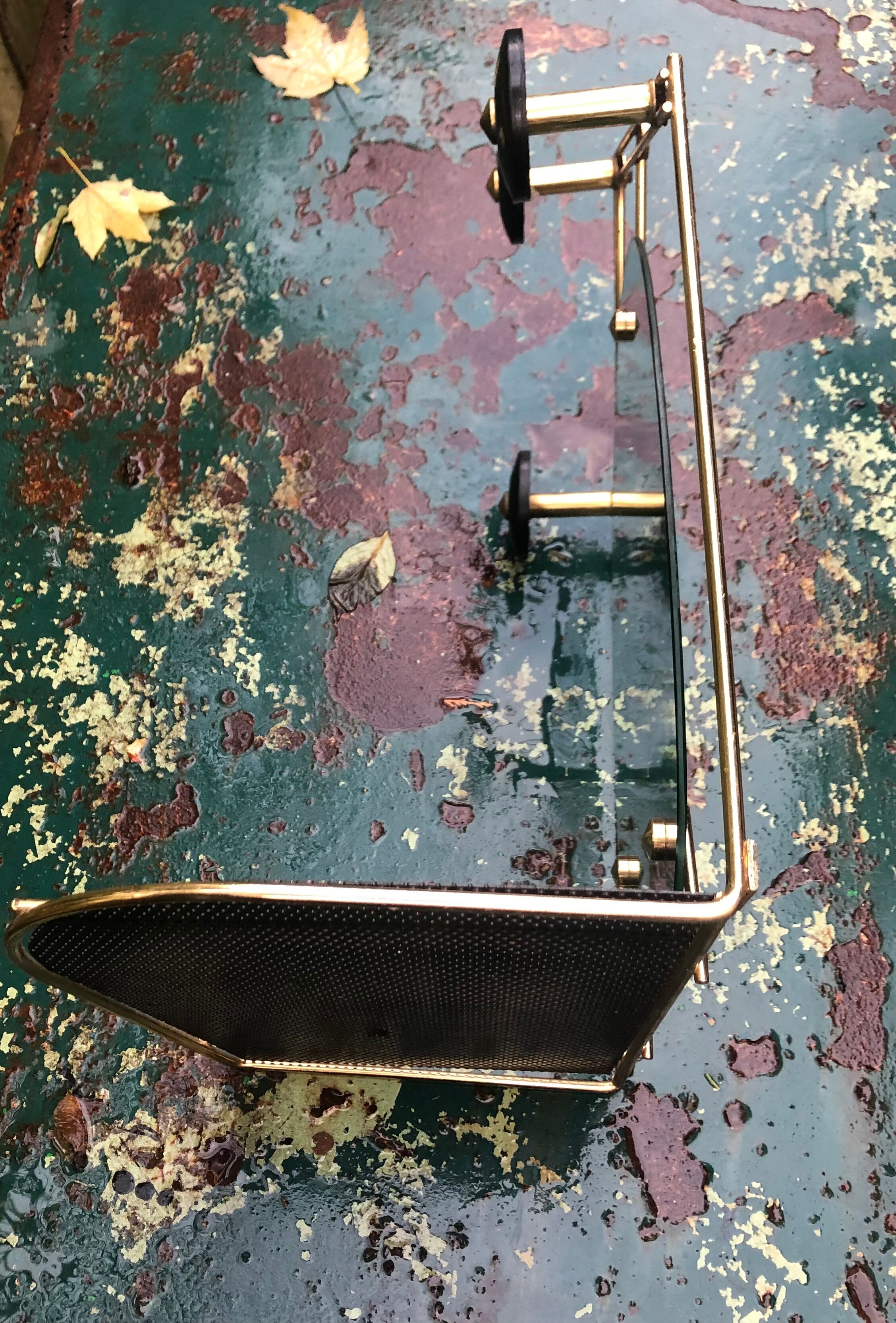 Wall-mounted coat rack with vintage 50s mirror