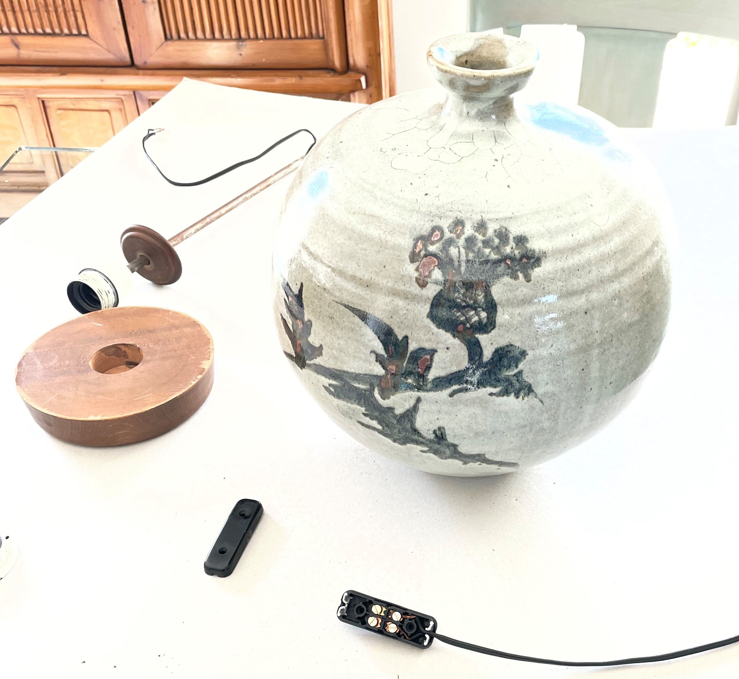 Vintage ceramic lamp Japan stoneware Mashiko