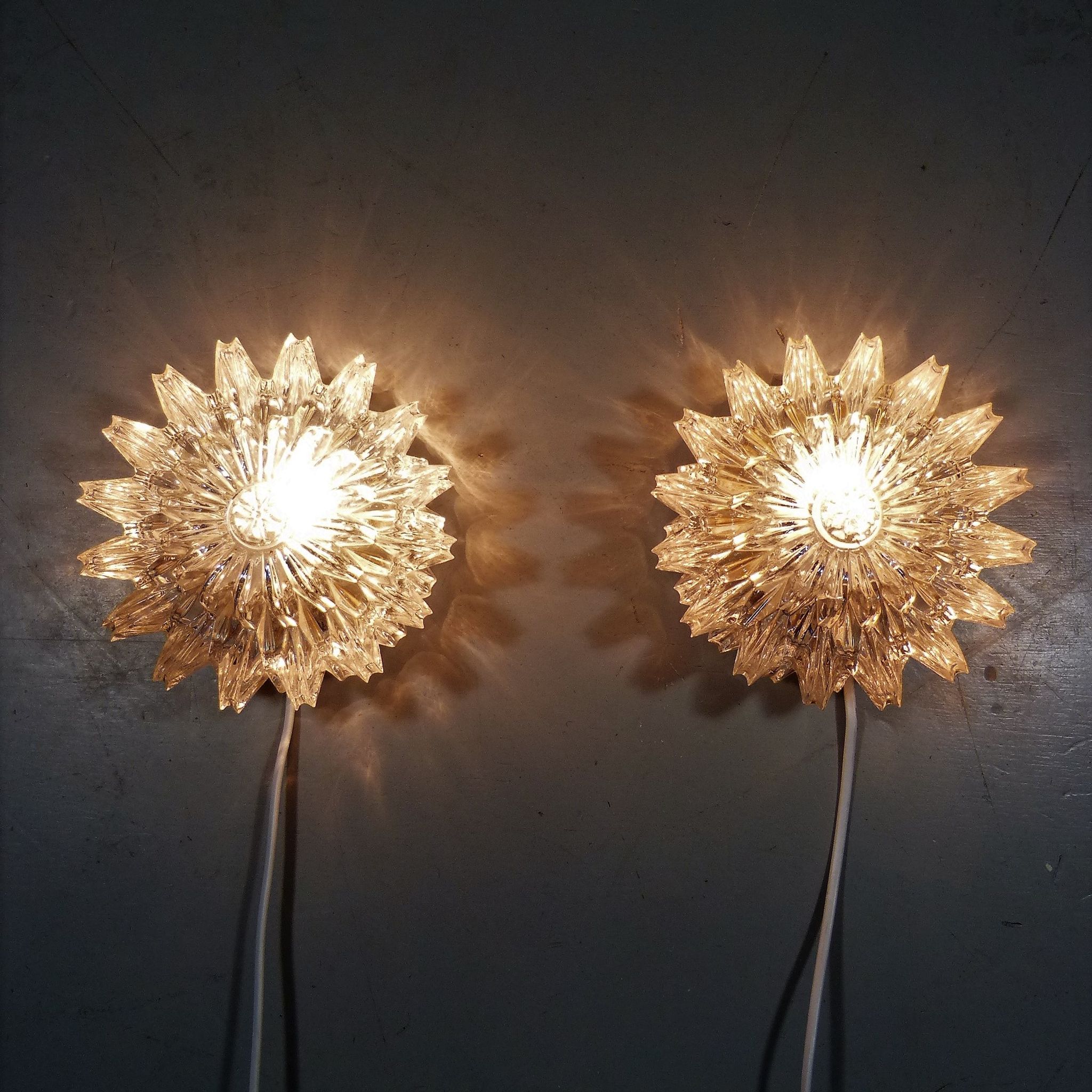 Set of 2 wall lamps by Glashütte Limburg Germany, 1960’s
