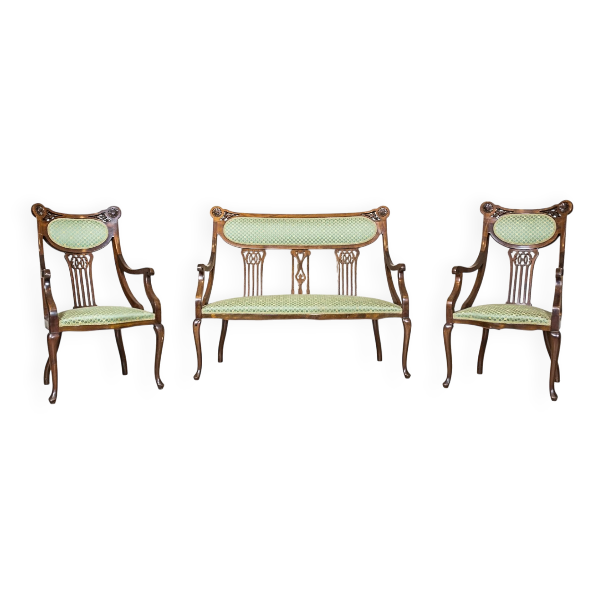 Art Nouveau Living Room Set, 1910, Set of 3