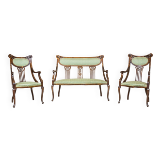 Art Nouveau Living Room Set, 1910, Set of 3
