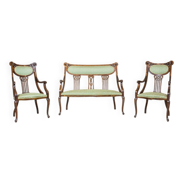 Art Nouveau living room set, 1910, 3-piece set