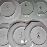 Set of 6 decorative French porcelain plates, floral and traditional designs, 25 cm