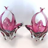 Pair of Pink Murano Glass Bonbonnières / Trinket Bowls, Italy