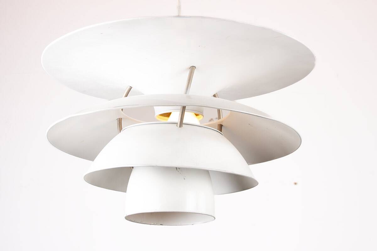 Danish brushed metal pendant light, Poulsen "Charlottenborg" model.