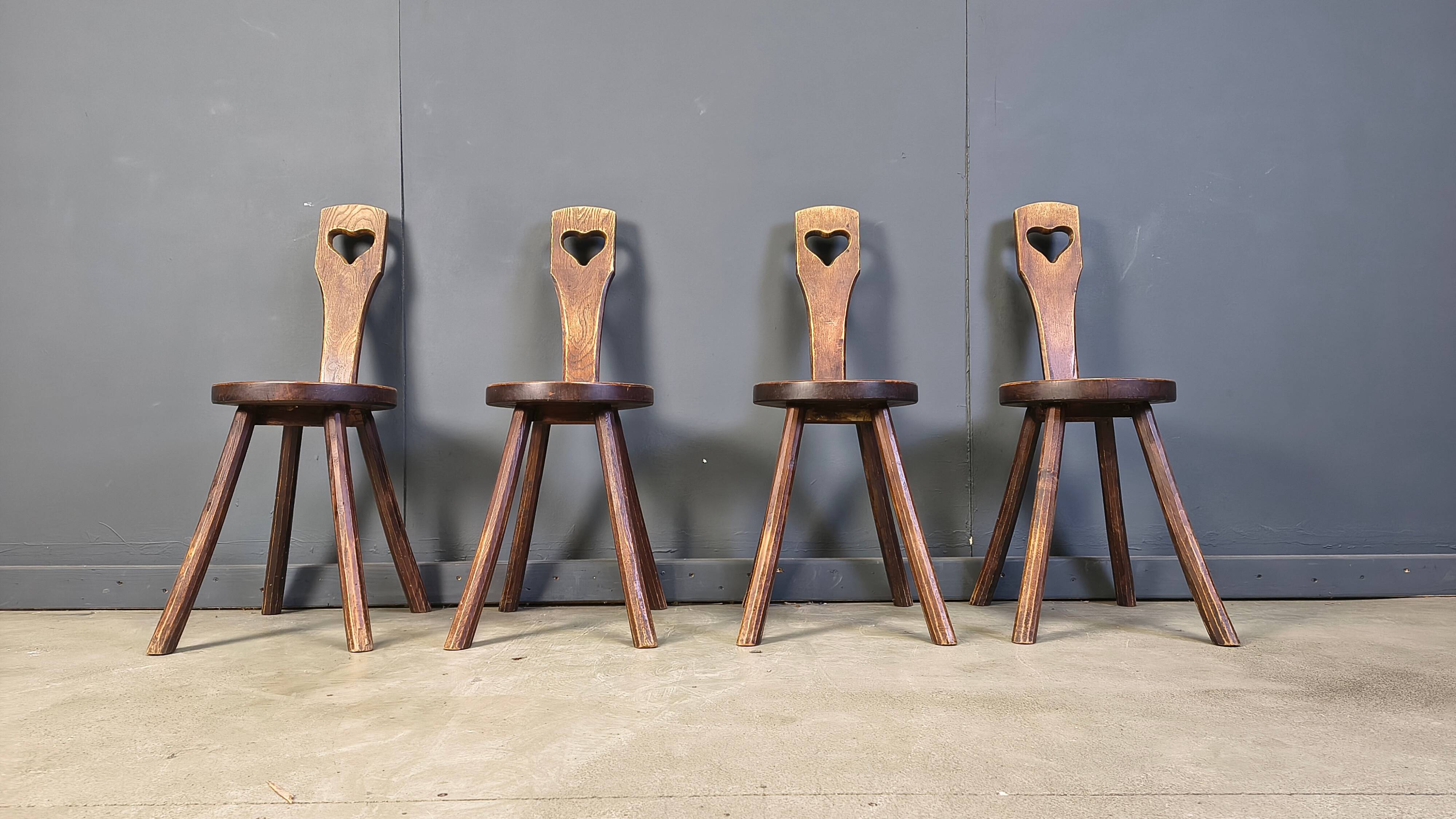 Vintage brutalist heart shaped chairs, 1960s