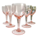 5 vintage faceted pink red wine glasses – 1950s – French elegance