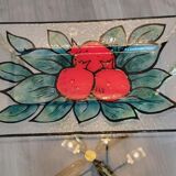 Dessert service in glass decoration fruits pomegranates signed