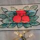 Dessert service in glass decoration fruits pomegranates signed