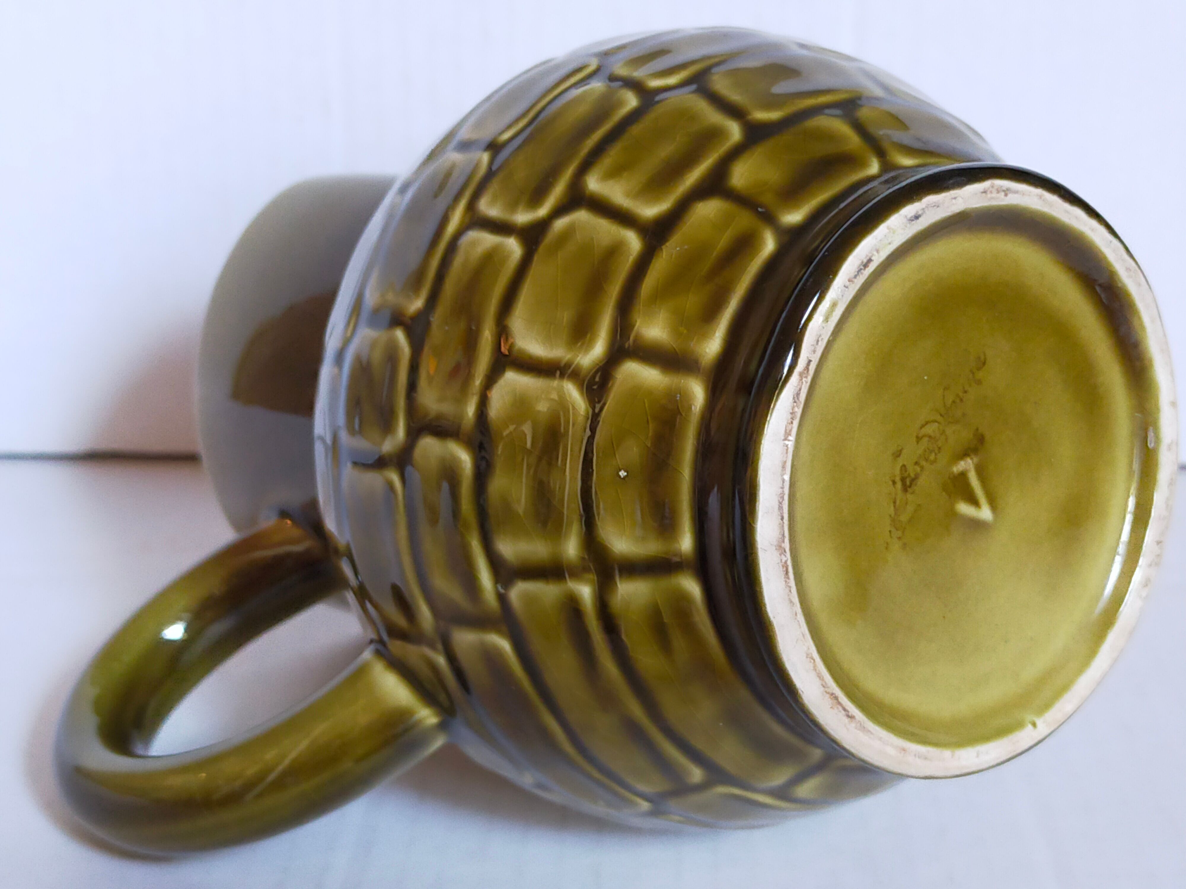 Bistro pitcher in vintage Sarreguemines earthenware