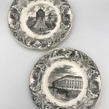 Set of 6 antique choisy-le-roi earthenware plates with grisaille decoration