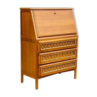 Vintage rattan geometric chest of drawers