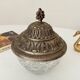 Vintage chiseled glass and tin candy box