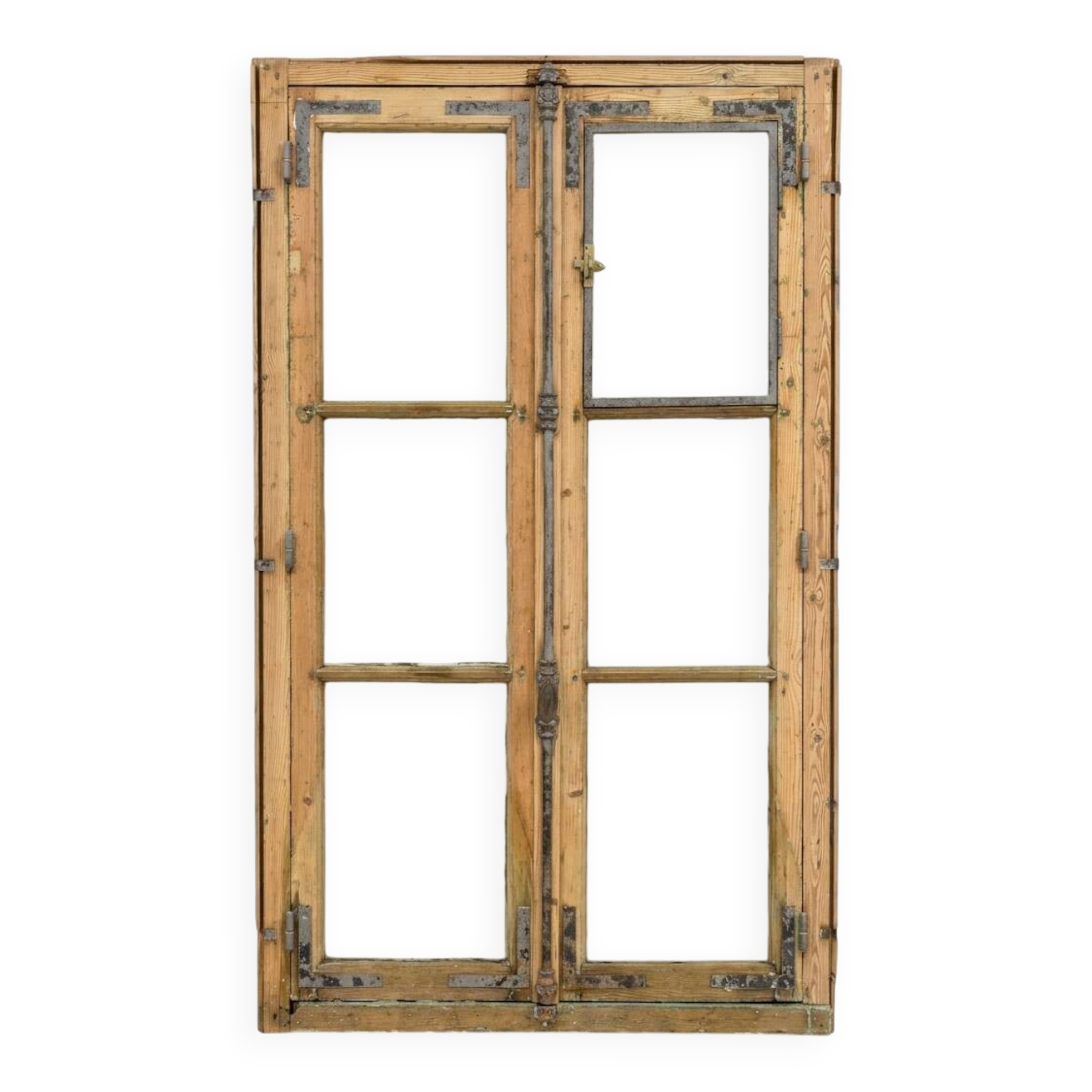 Old fir window with frame (one opening pane)