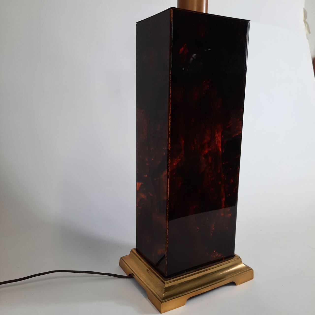 Lampe effet briar et laiton lucite années 1980