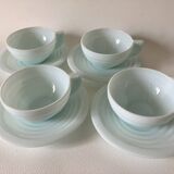 4 mint opaline cups and saucers