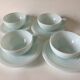 4 mint opaline cups and saucers