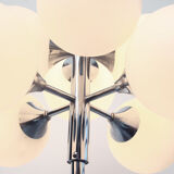 1970s floor lamp in chromed metal and opaline