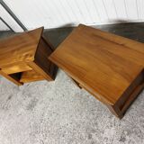 Pair of elm bedside tables Luigi Gorgoni 1980