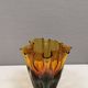 Beautiful ‘folded’ vase in amber-coloured glass. 1980-90s Finland