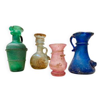 Lot de 4 petites verreries Murano Seguso – Technique Scavo – Style ant
