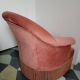 Pink velvet toad armchair with footrest