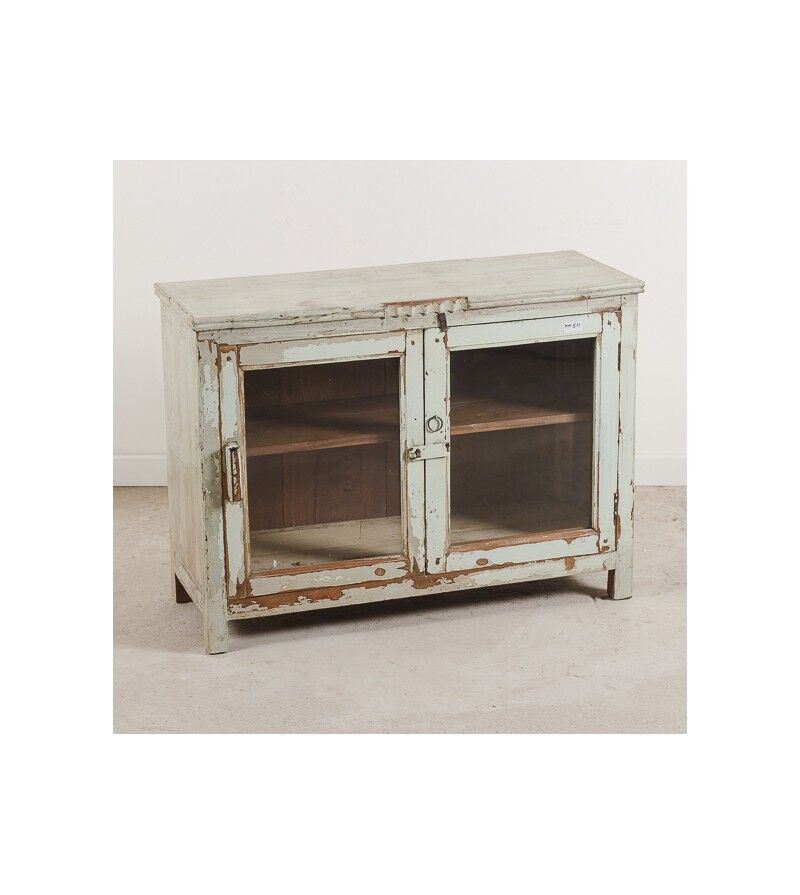 Meuble vitrine patine verte