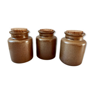 Trio of vintage 70s sandstone pots