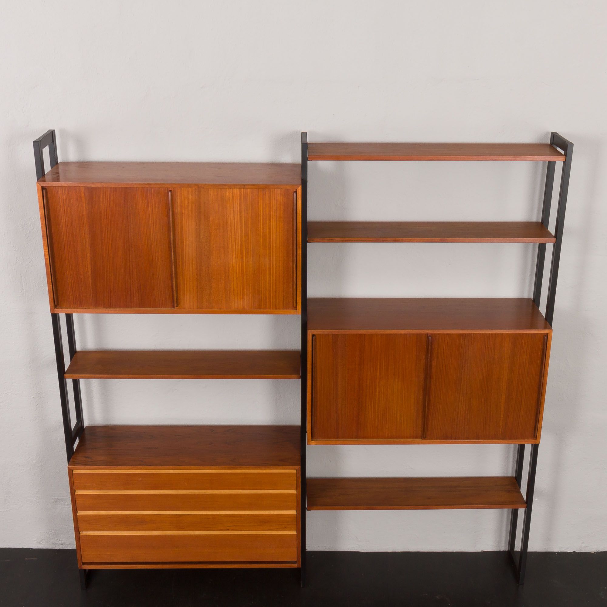 Scandinavian freestanding teak shelving unit by Ollie Borg for Asko Finland, Denmark, 1960s