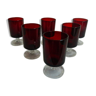 Set of 6 smoked red wine Luminarc France 70 vintage glasses