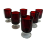 Set de 6 verres à vin fumé rouge Luminarc France vintage 70