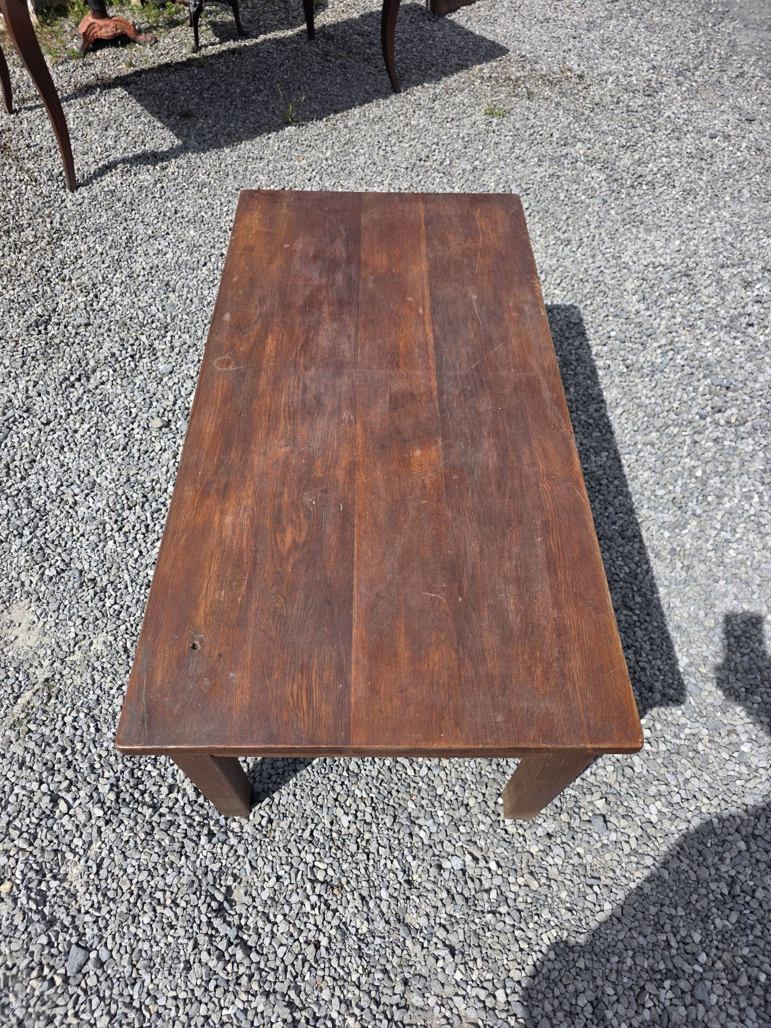 Antique solid oak coffee table, 130cm L