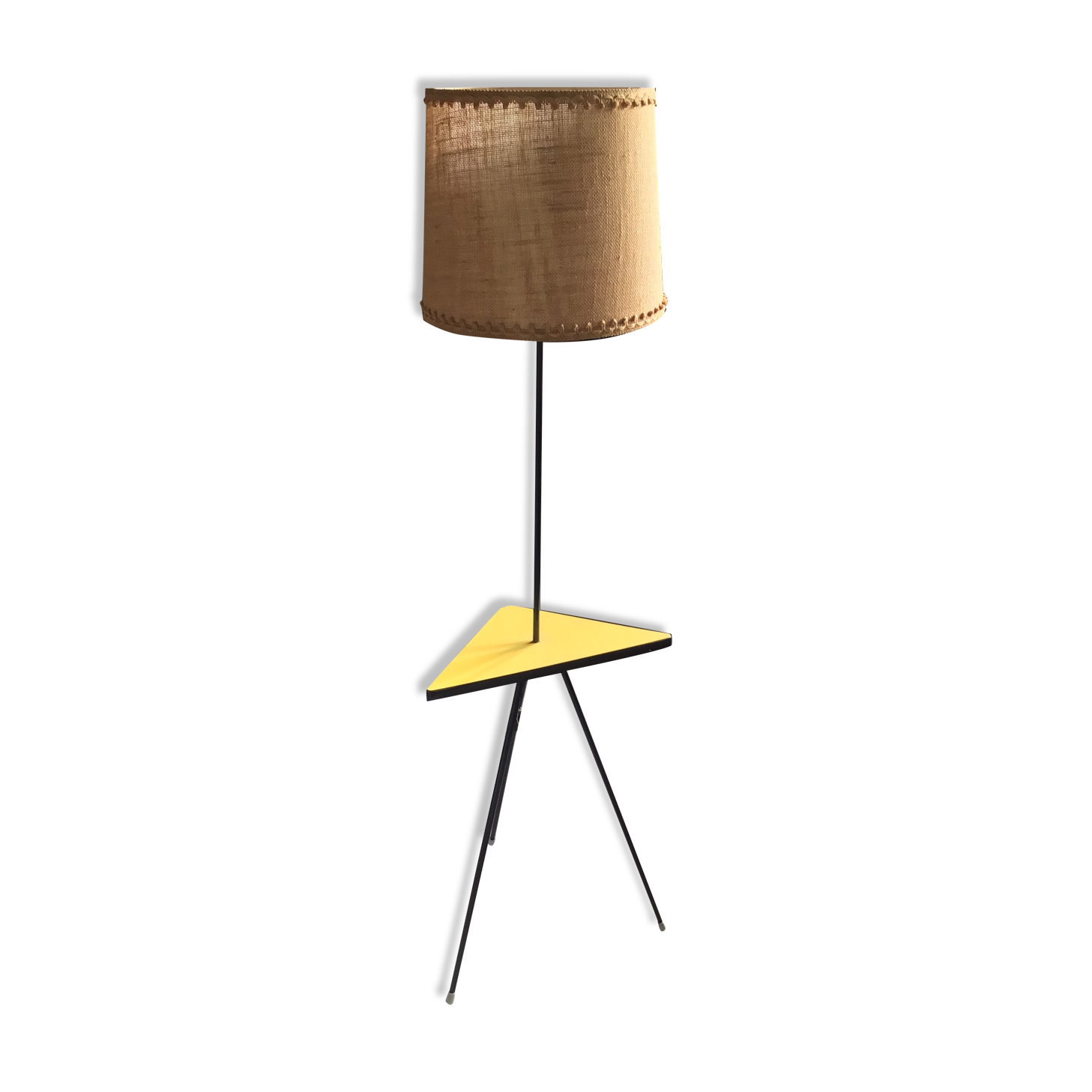 Vintage 70s formica yellow floor lamp