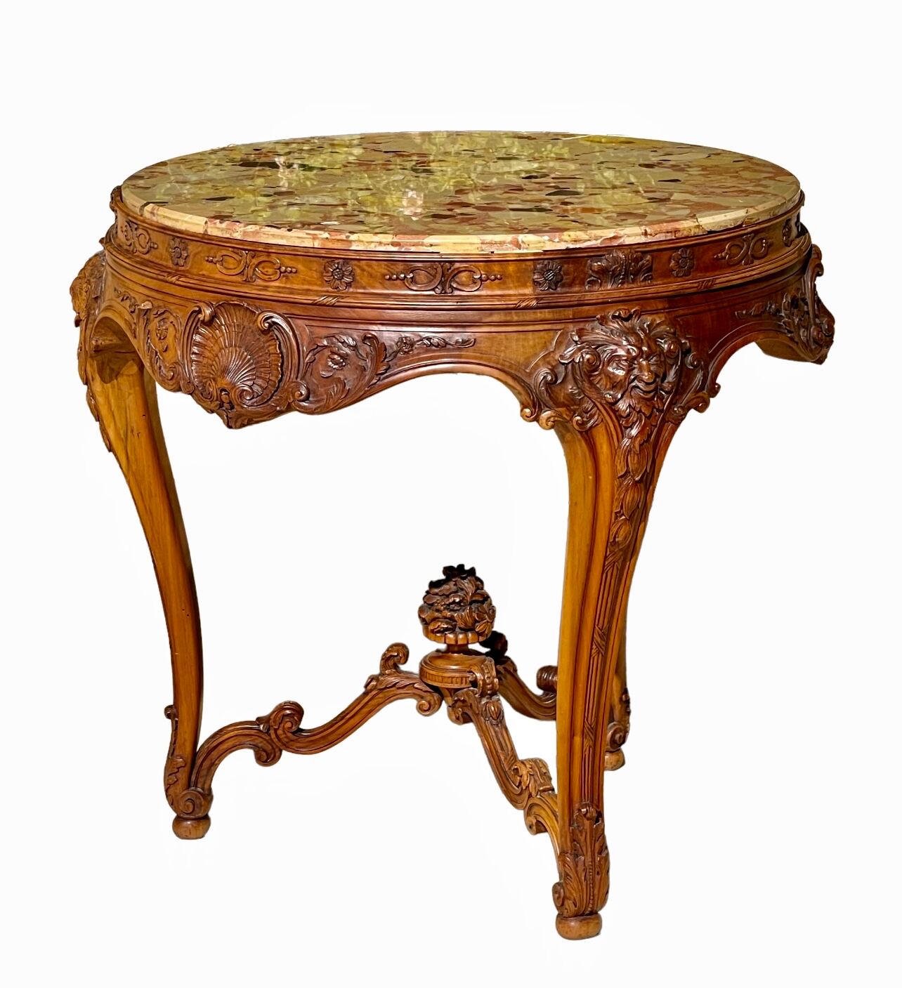 Louis XV Style Walnut Pedestal Table
