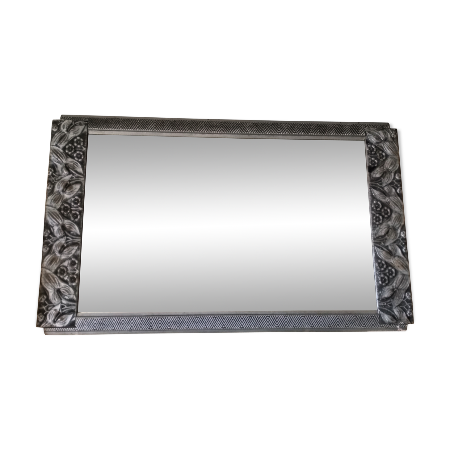 Mirror Art Deco silvered-frame wood and silver mouldings-rectangular ice years 1930 36x59cm