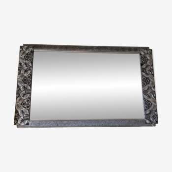 Mirror Art Deco silvered-frame wood and silver mouldings-rectangular ice years 1930 36x59cm