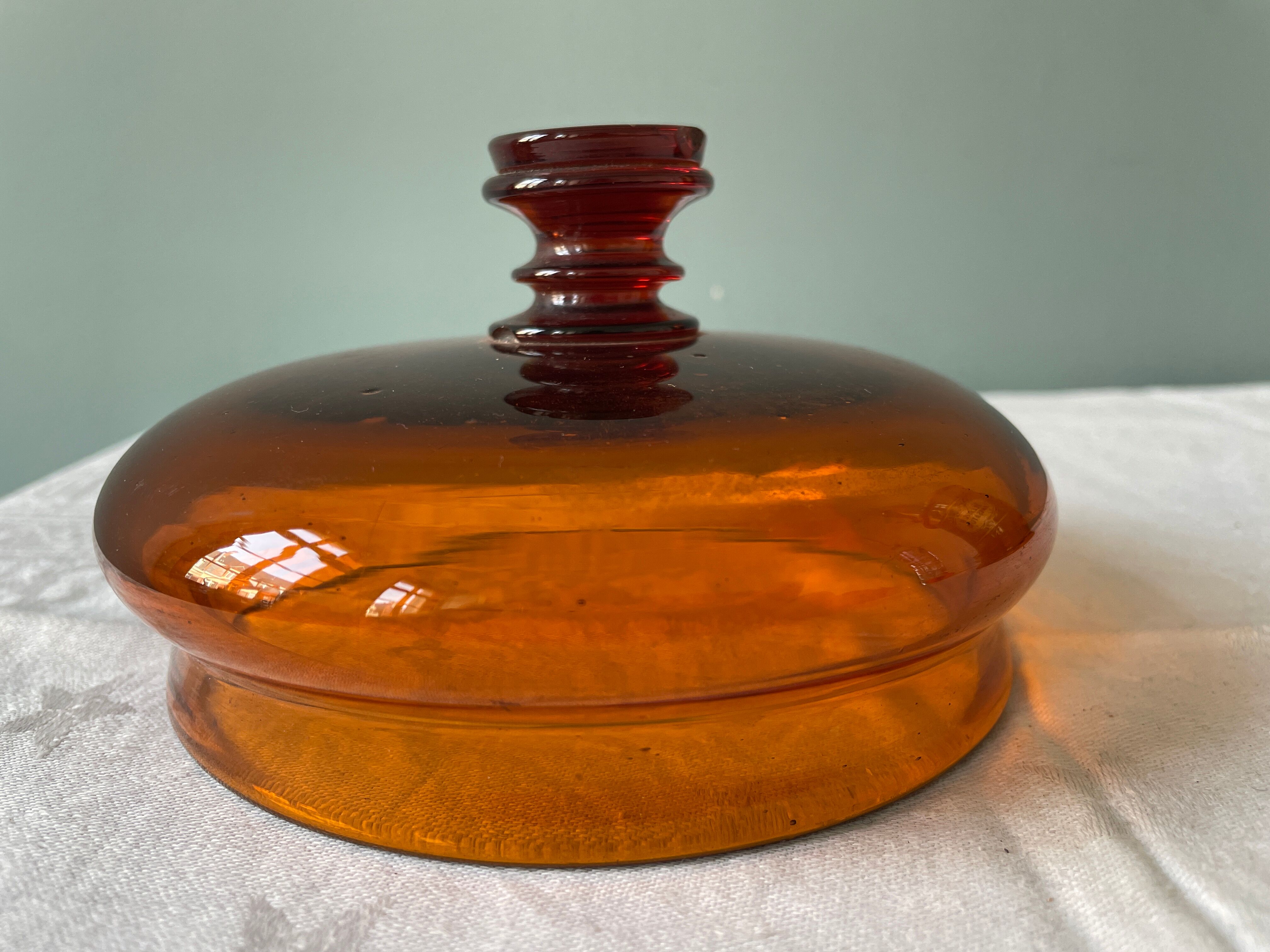 Amber brown glass medicine jar