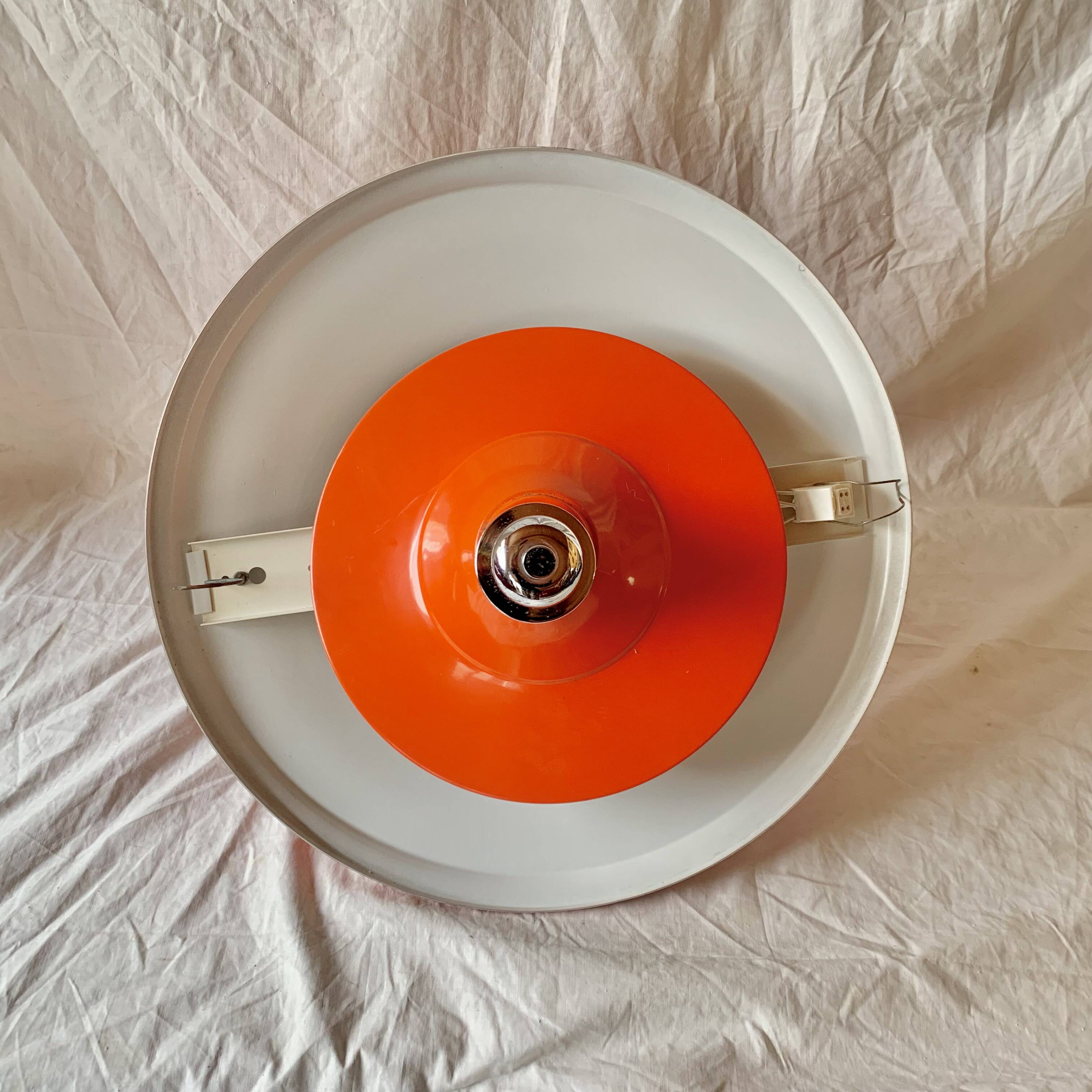 Suspension Space Age Design en métal laqué orange